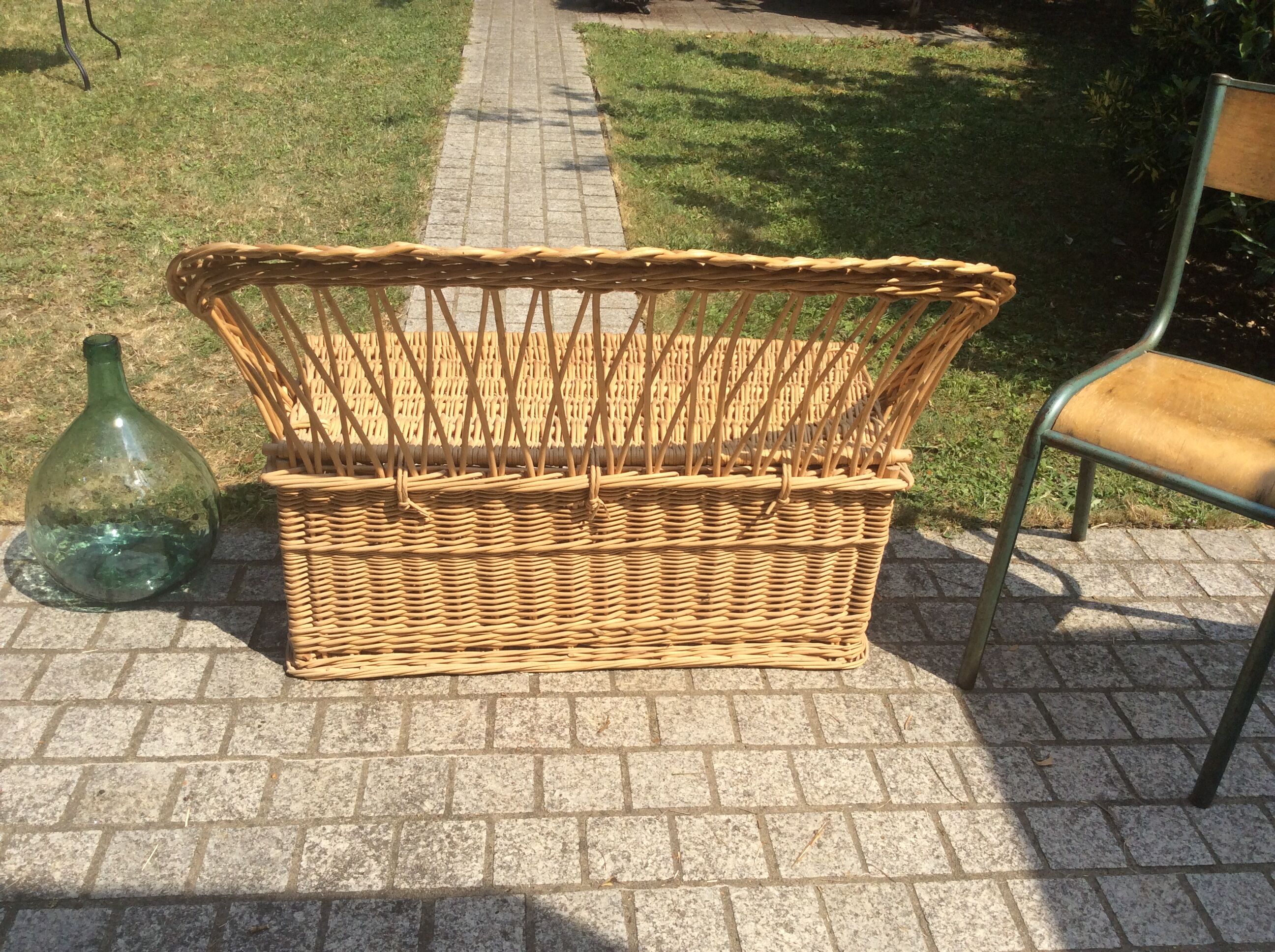 Toy box bench vintage rattan