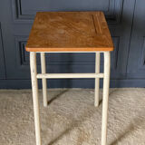 School desk 1960 white lacquered metal wooden top
