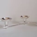 4-light silver metal candle holder