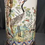China, Important porcelain scroll vase decorated with cranes and flora, 19th century
