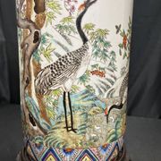 China, Important porcelain scroll vase decorated with cranes and flora, 19th century