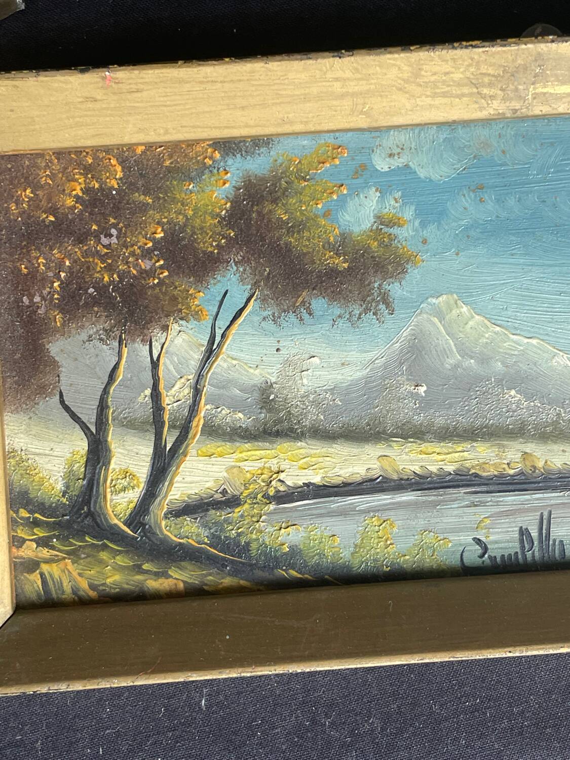 Two framed oil landscape paintings signed Campillo