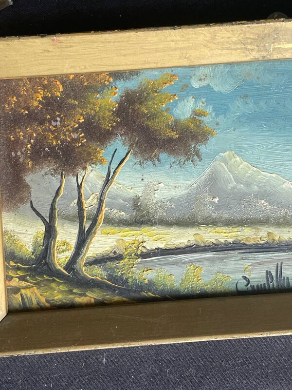 Deux tableaux paysage huile signé Campillo encadré