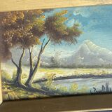 Two framed oil landscape paintings signed Campillo