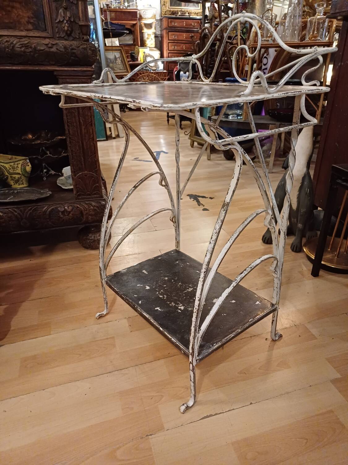 Small Art Nouveau wrought iron side table from the 1900s