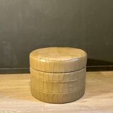 Coffre en cuir couleur mastic 1970