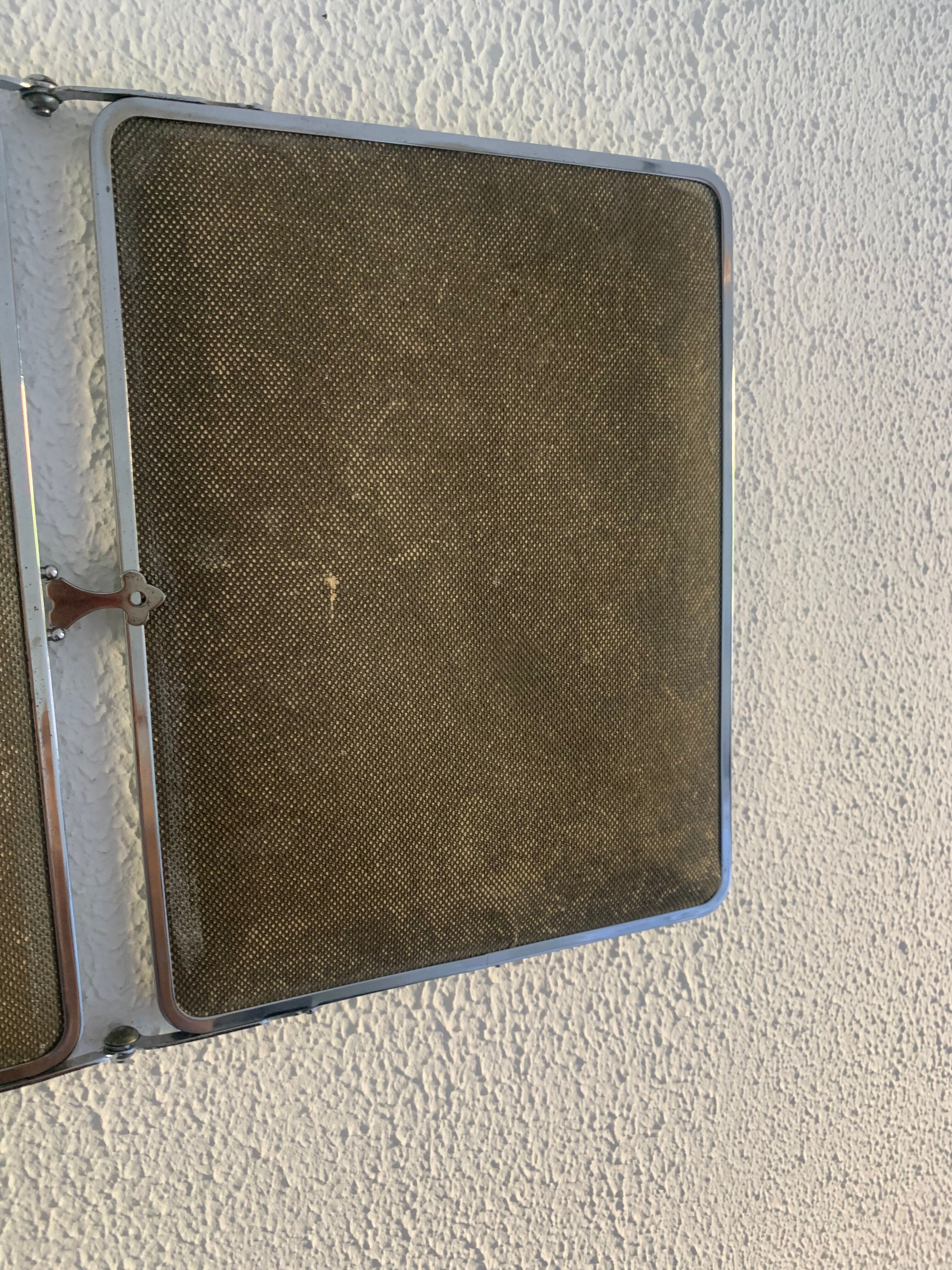 Vintage mirror 1930 triptych beveled barber iron gray - 28 x 69 cm