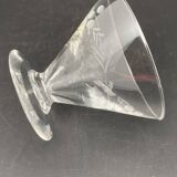 Glass and carafe set with chiseled flower motif