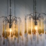 Lustre murano gouttes en cristal ambre