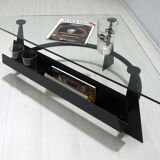 Modern and Contemporary Italian Coffee Table Blackened Metal and Glass Top