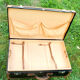 Suitcase old trunk in black coated canvas and wood - handle leather 1900-1920