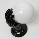 Main wall lamp in black ceramic 1960 original opaline globe