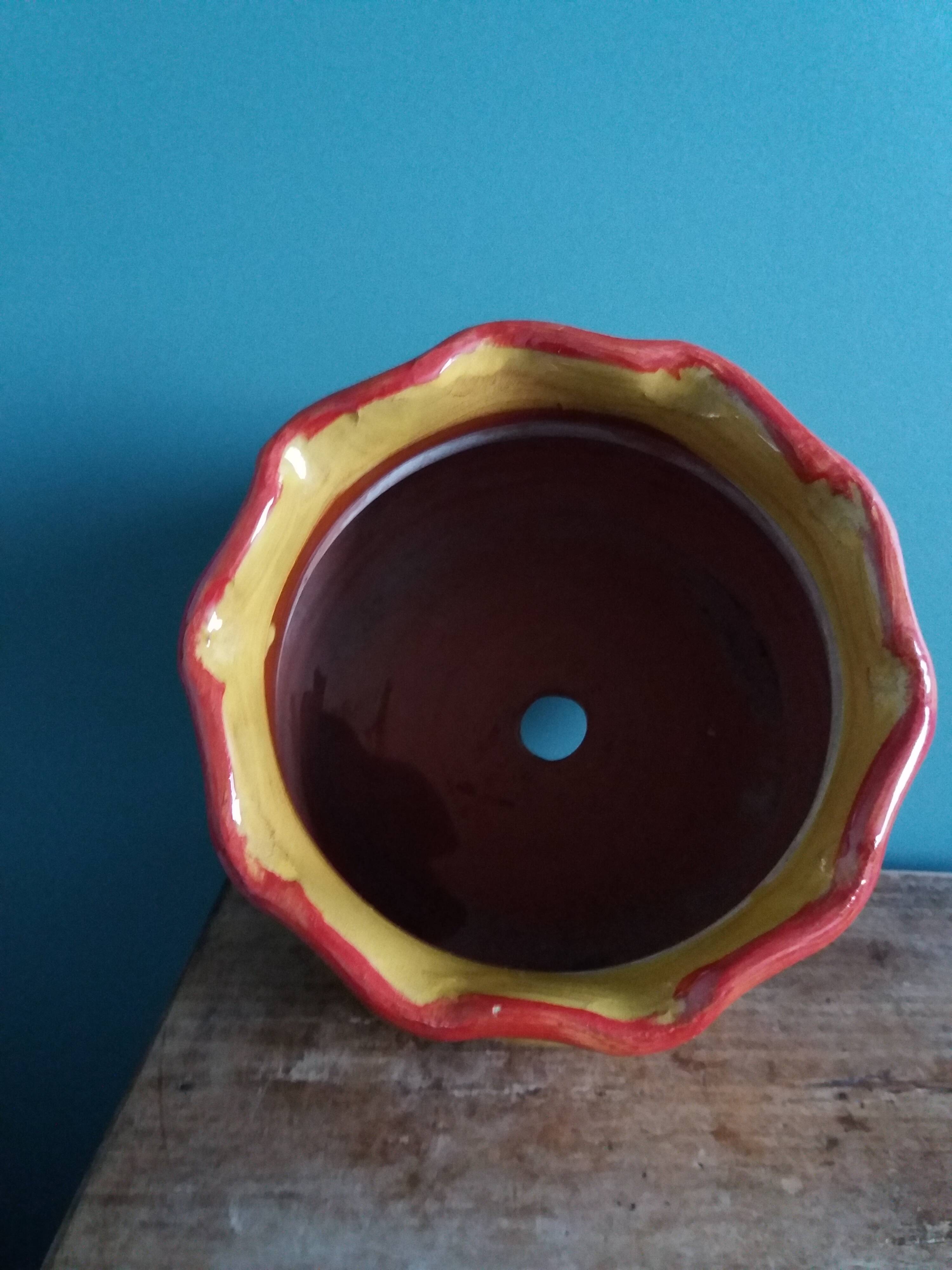 Planter, glazed terracotta flower pot, Provençal pottery