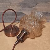 Pendant lamp, glass tulip luminaire, diamond tip, circa 1950's