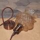 Suspension luminaire tulipe en verre pointe diamant vers 1950's