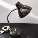 Brown Metal Desk Lamp with Flexible Chrome Arm, 1970s Industrial Vintage