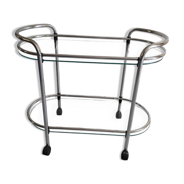 Chariot de service en verre et chrome