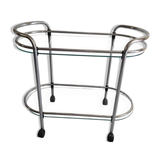 Glass and chrome serving trolley