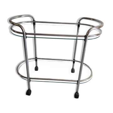 Glass and chrome serving trolley