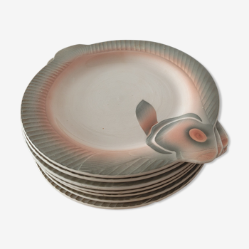 Assiettes poissons Digoin Sarreguemines