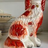 Staffordshire porcelain King Charles Cavalier dog in red, number 2, 19th century.