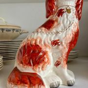 Staffordshire porcelain King Charles Cavalier dog in red, number 2, 19th century.