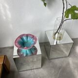 Plat céramique bleu et rose