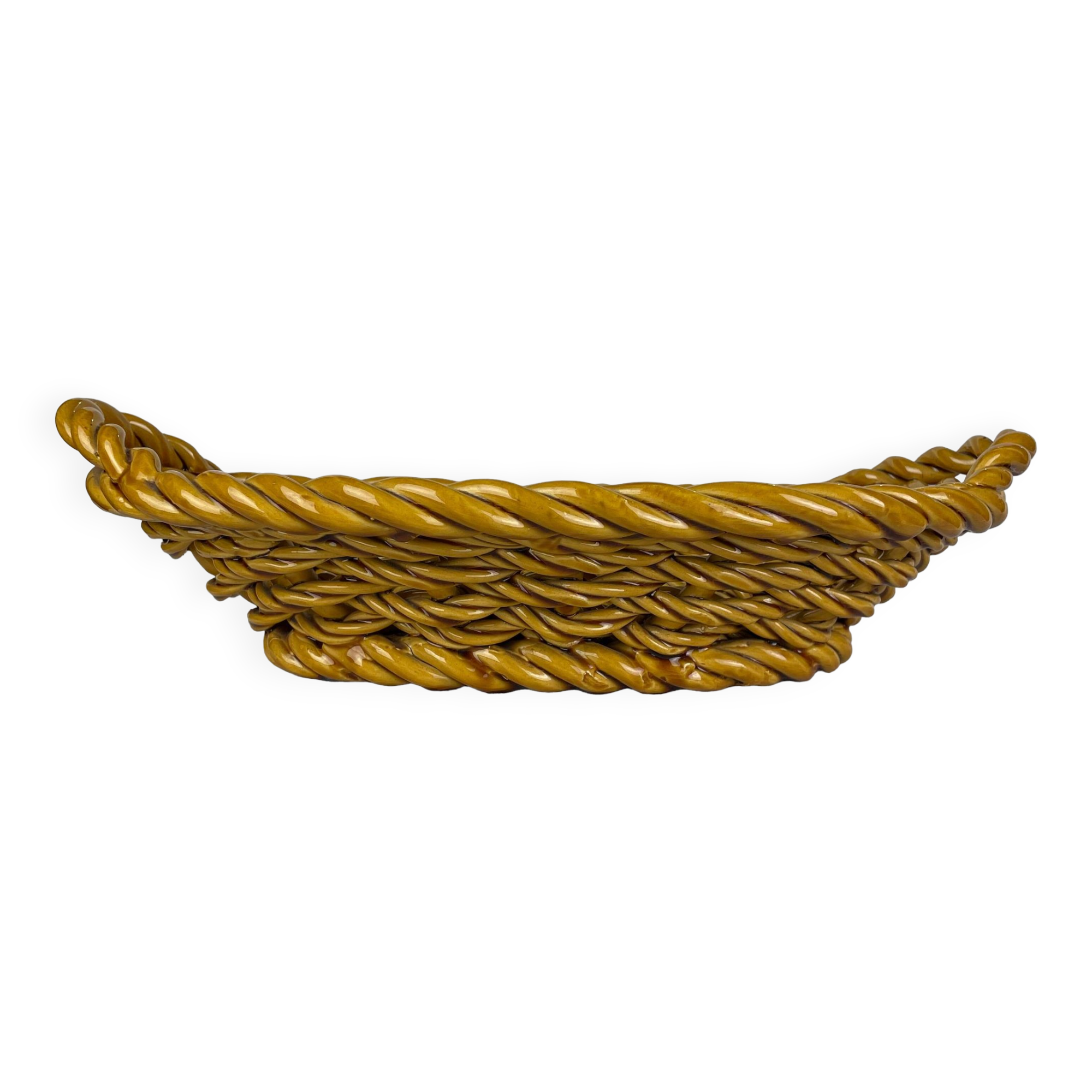 Ocher-colored ceramic basket