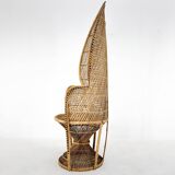 Vintage bohemian peacock wicker chair