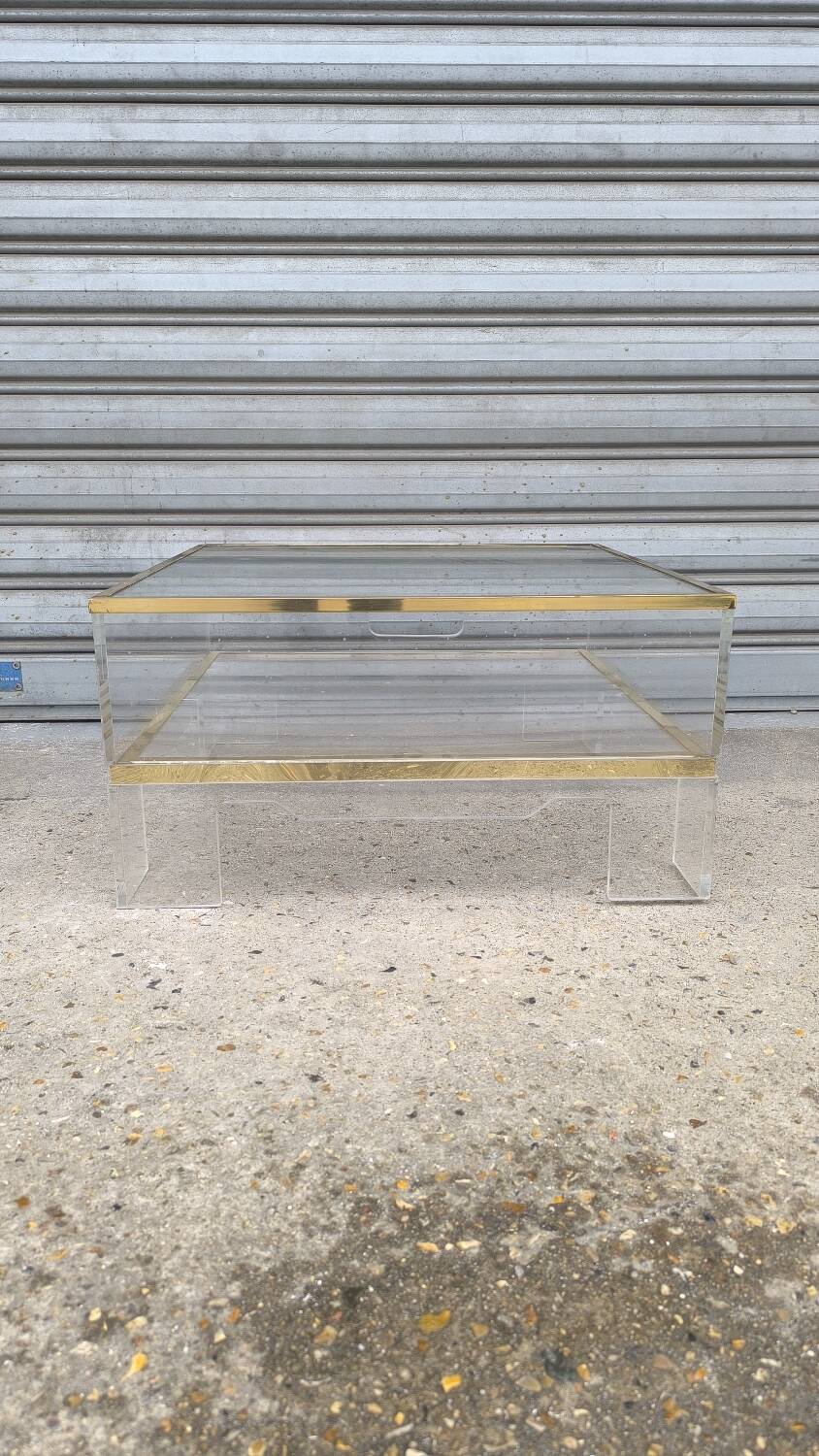 1970s plexiglass coffee table