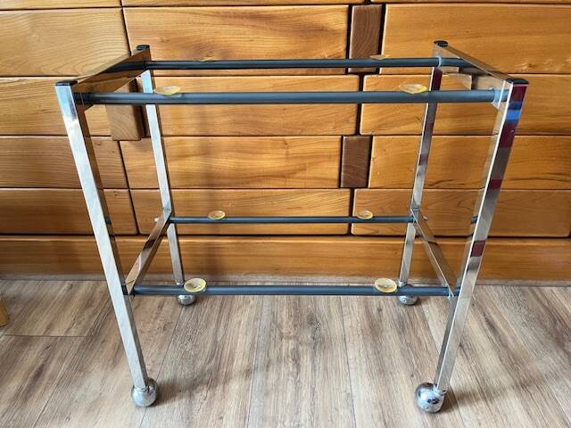 Chrome and glass serving trolley