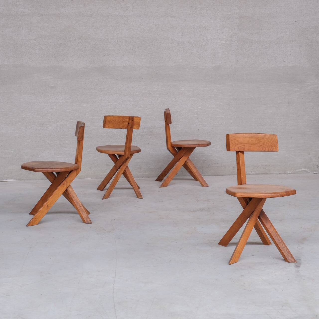 Pierre Chapo French Mid-Century Elm S34 Chair (4 Available)