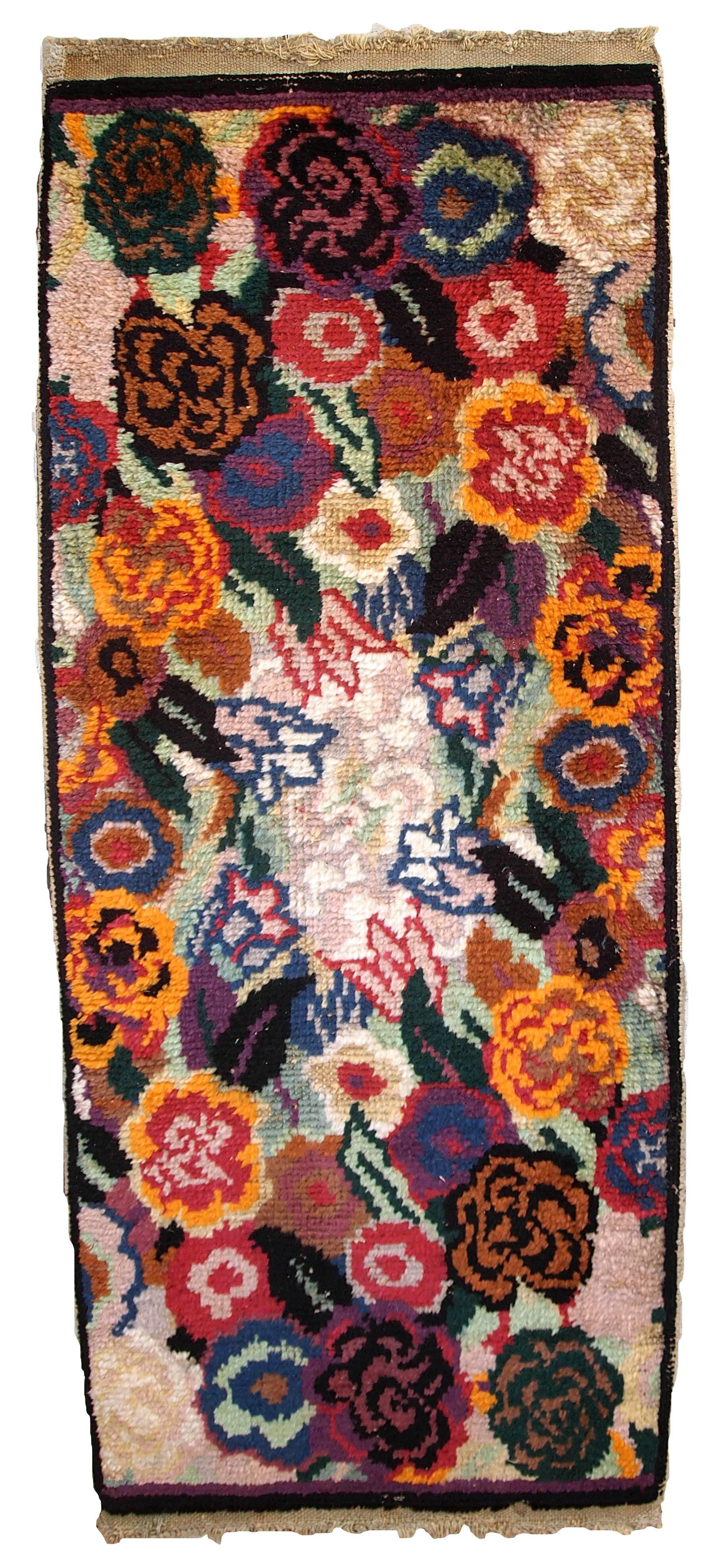 Tapis Antique Art Déco Français en Laine, Années 1920, Élégance Intemporell