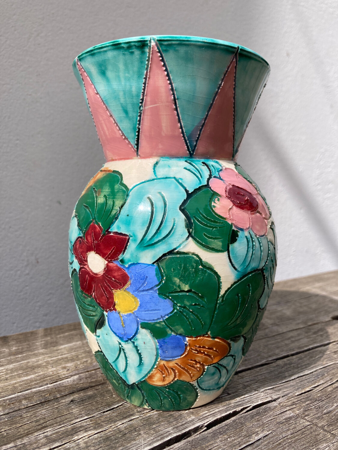 Monaco style ceramic flower vase 1950