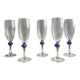 Lot de 5 flûtes à champagne boule bleue