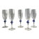Lot de 5 flûtes à champagne boule bleue