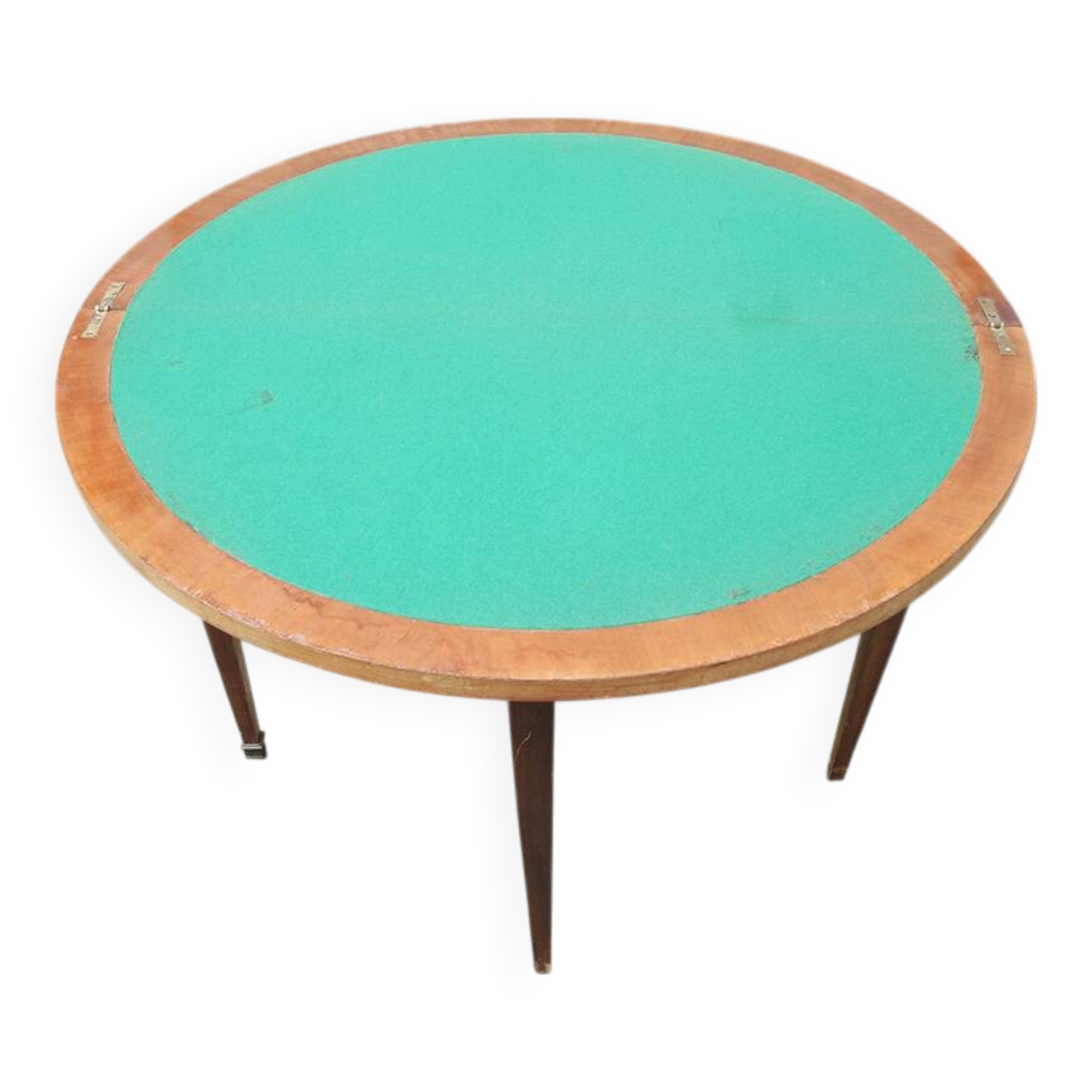 Antique Wooden Half Moon Game Table Console