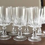Set of 10 glasses of crystal wine cut 1960