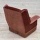 1970s, Danish highback armchair, salmon pink furniture velour, beech wood.
