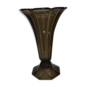 Smoked glass vase 1970 Techcoslovaquie