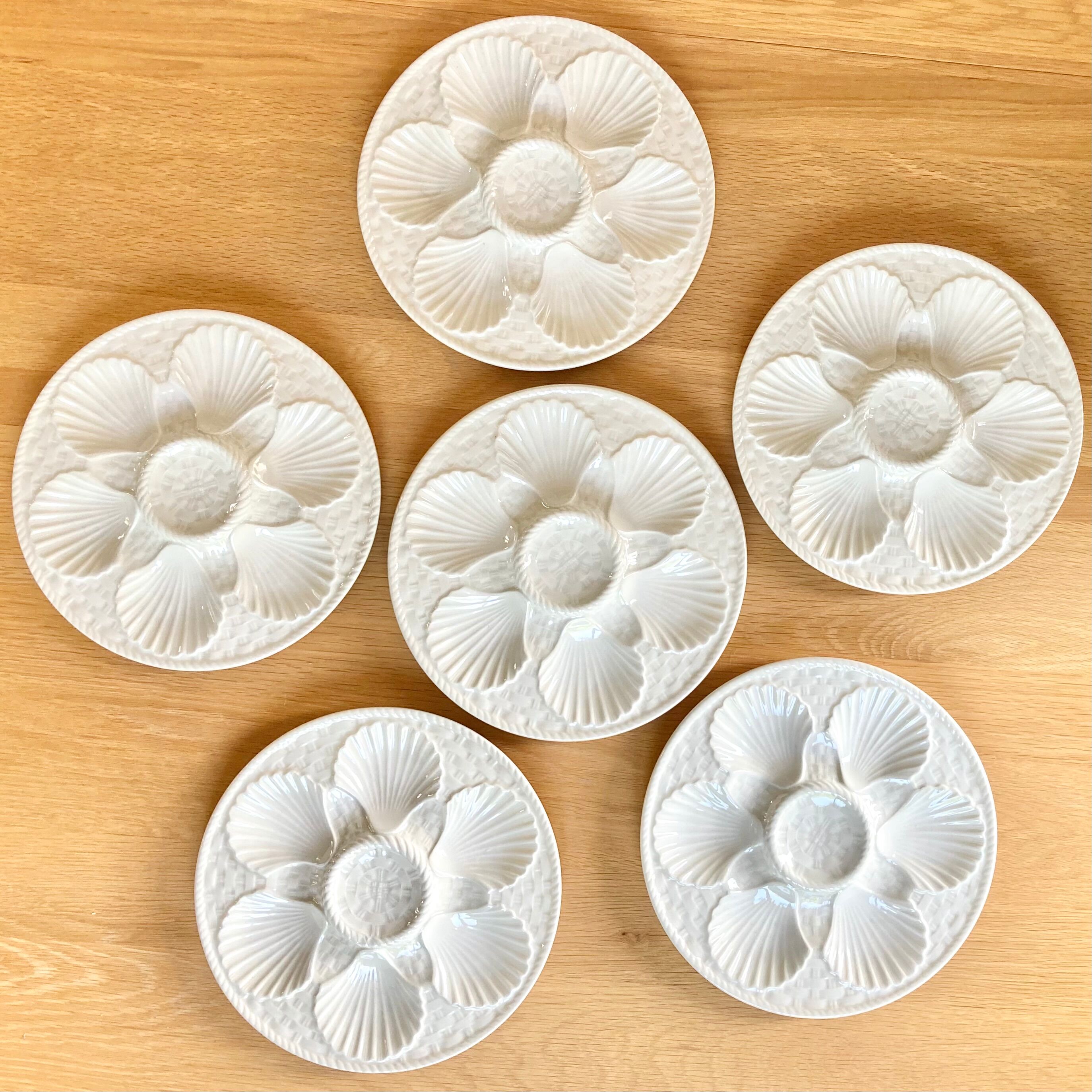 6 Longchamp slurry oyster plates