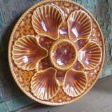 Vintage french oyster plate in majolica from Longchamp