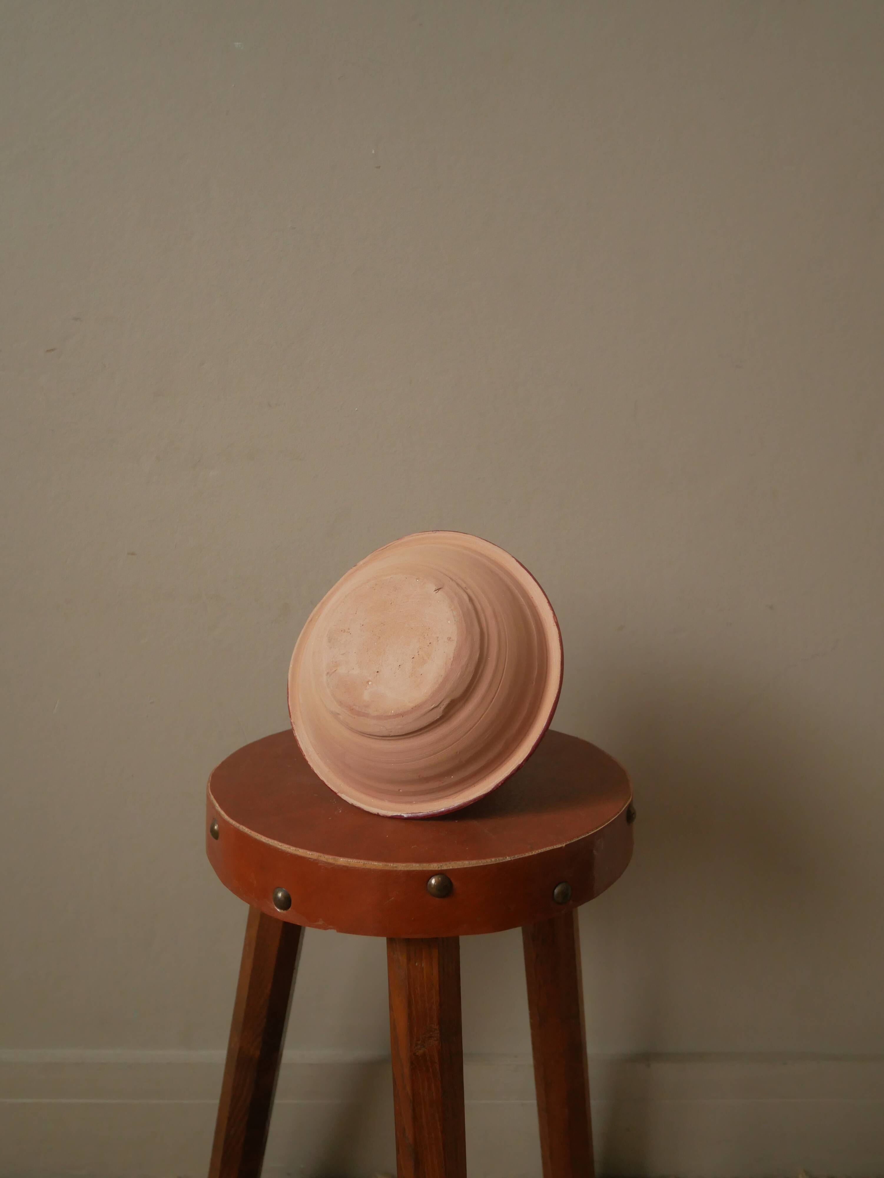 Hand-painted terracotta candle holder artisanal North African ethnic tribal design