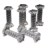 Lot of 5+2 Mid Century Twisted Knife Rests Cristallerie de Sevres Crystal Depose