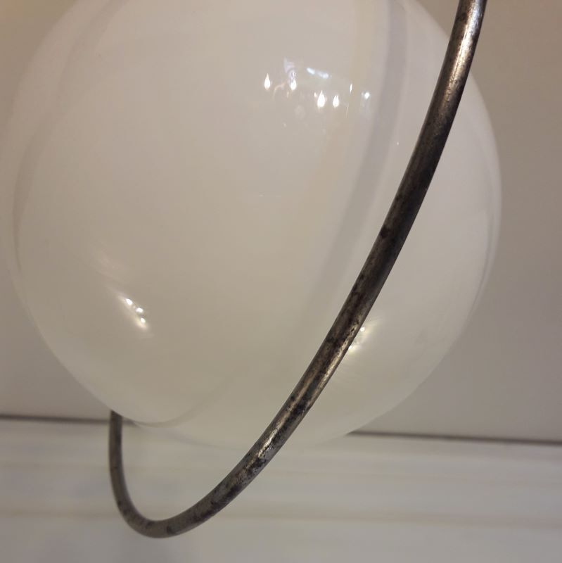 Art Deco aluminium and globe ceiling light