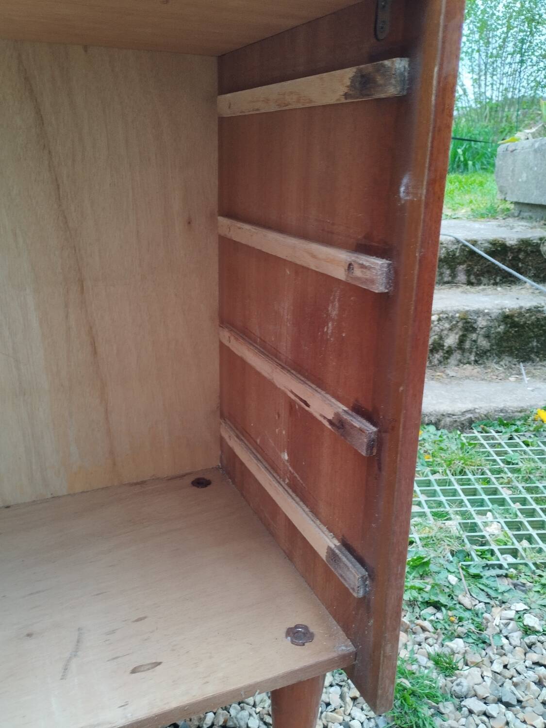 Old vintage chest of drawers with compass foot