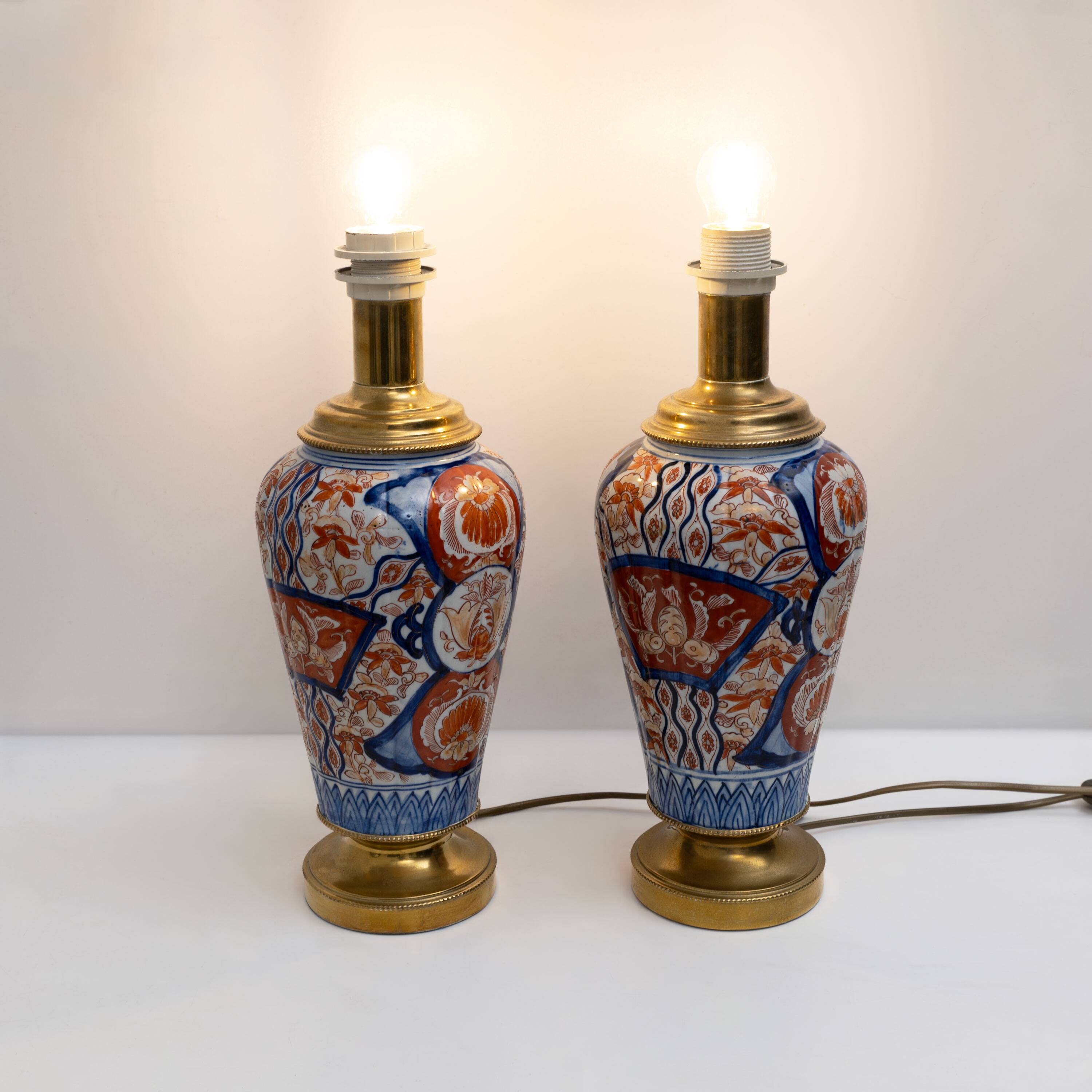 Pair of Imari Porcelain Vases with Gilt Bronze Mounts, Japan, Meiji Period