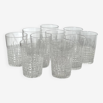 Ensemble de 10 verres gobelets baccarat modèle nancy