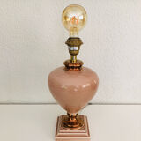 Ceramic lamp in pink and copper signed Louis Drimmer, circa 1980.