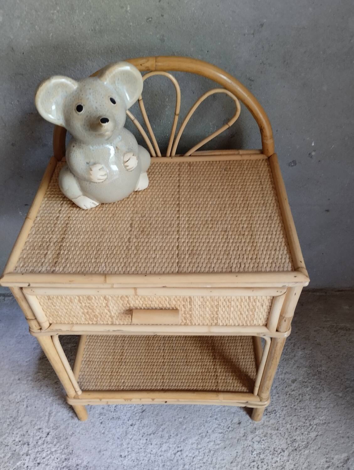 Pair of rattan bedside tables
